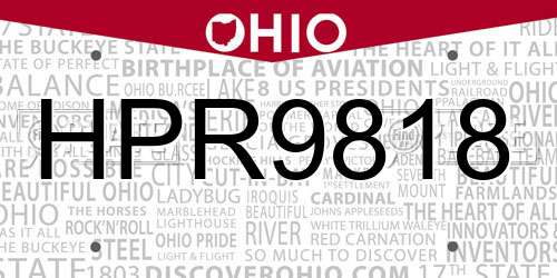 HPR9818 Ohio License Plate