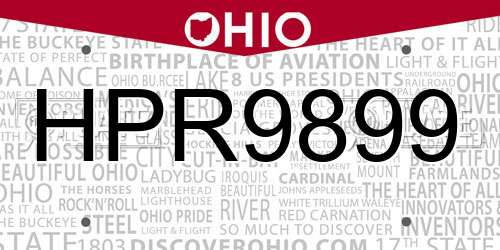 HPR9899 Ohio License Plate