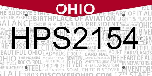 HPS2154 Ohio License Plate