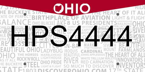 HPS4444 Ohio License Plate