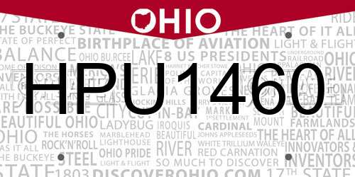 HPU1460 Ohio License Plate
