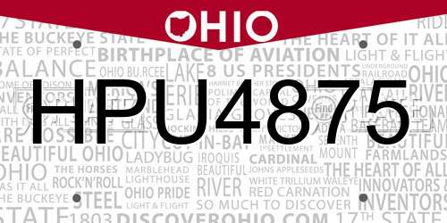 HPU4875 Ohio License Plate