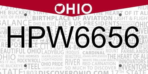 HPW6656 Ohio License Plate
