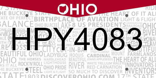 HPY4083 Ohio License Plate