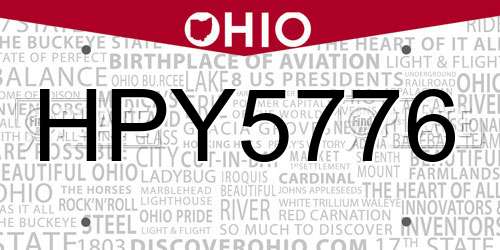 HPY5776 Ohio License Plate