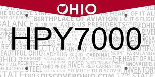 HPY7000 Ohio License Plate