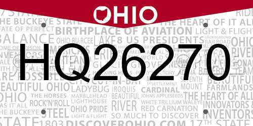 HQ26270 Ohio License Plate