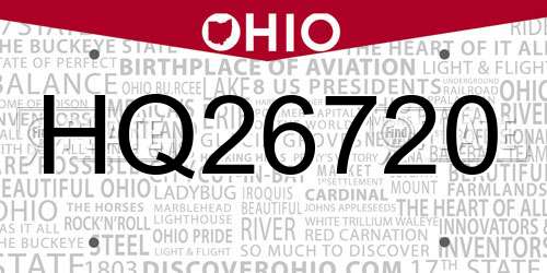 HQ26720 Ohio License Plate