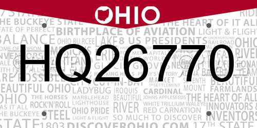 HQ26770 Ohio License Plate