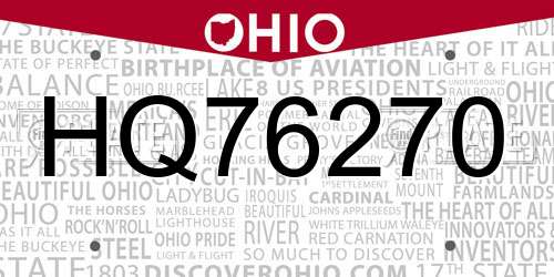 HQ76270 Ohio License Plate