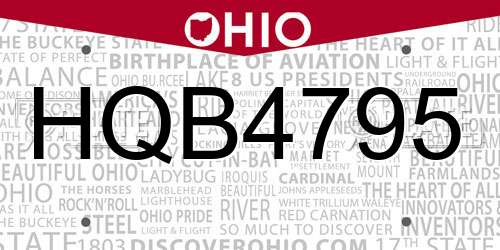 HQB4795 Ohio License Plate