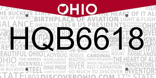 HQB6618 Ohio License Plate