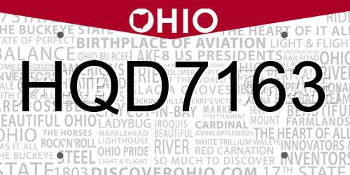 HQD7163 Ohio License Plate