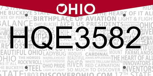 HQE3582 Ohio License Plate