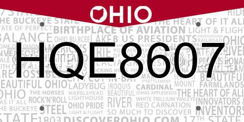 HQE8607 Ohio License Plate