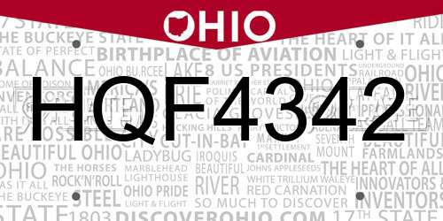 HQF4342 Ohio License Plate