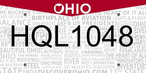 HQL1048 Ohio License Plate