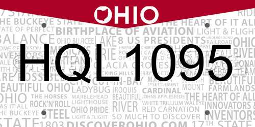 HQL1095 Ohio License Plate