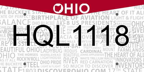 HQL1118 Ohio License Plate