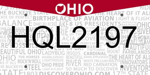 HQL2197 Ohio License Plate