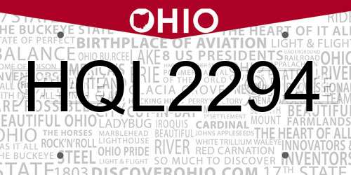 HQL2294 Ohio License Plate