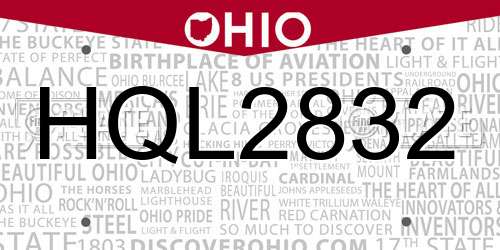 HQL2832 Ohio License Plate