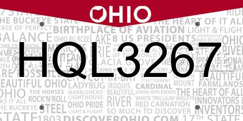 HQL3267 Ohio License Plate