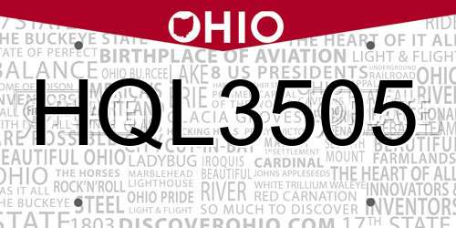HQL3505 Ohio License Plate