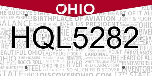 HQL5282 Ohio License Plate