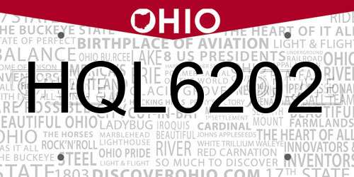 HQL6202 Ohio License Plate