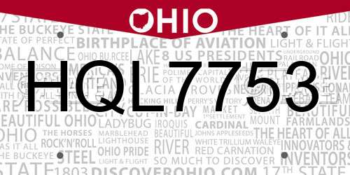 HQL7753 Ohio License Plate
