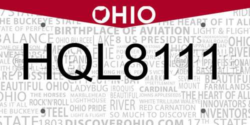 HQL8111 Ohio License Plate