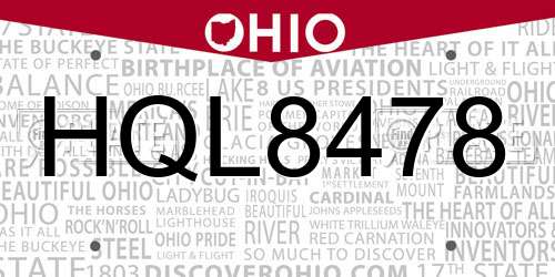 HQL8478 Ohio License Plate