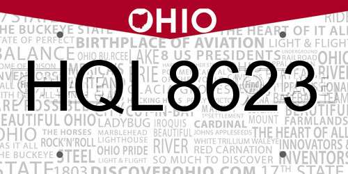 HQL8623 Ohio License Plate