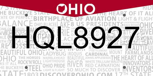 HQL8927 Ohio License Plate