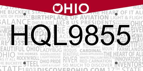 HQL9855 Ohio License Plate
