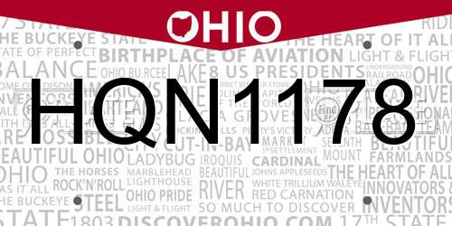 HQN1178 Ohio License Plate