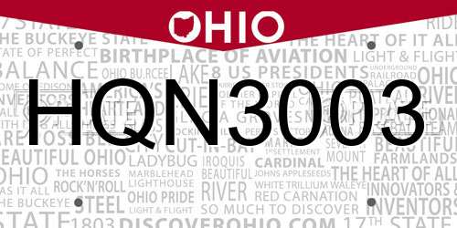 HQN3003 Ohio License Plate