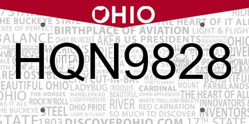 HQN9828 Ohio License Plate