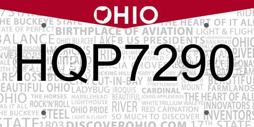 HQP7290 Ohio License Plate
