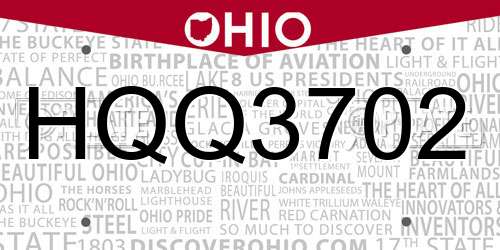 HQQ3702 Ohio License Plate