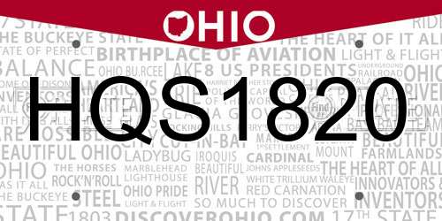 HQS1820 Ohio License Plate