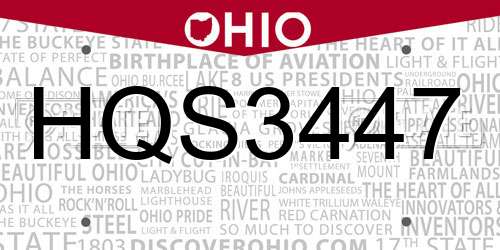 HQS3447 Ohio License Plate