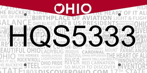 HQS5333 Ohio License Plate