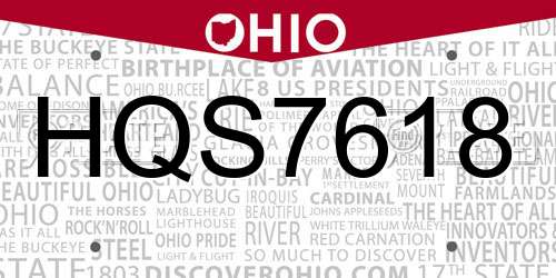 HQS7618 Ohio License Plate