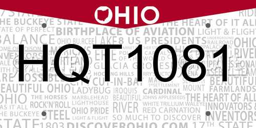 HQT1081 Ohio License Plate