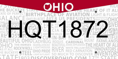 HQT1872 Ohio License Plate