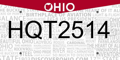 HQT2514 Ohio License Plate