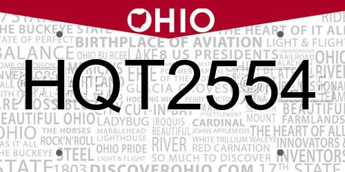 HQT2554 Ohio License Plate