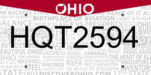 HQT2594 Ohio License Plate